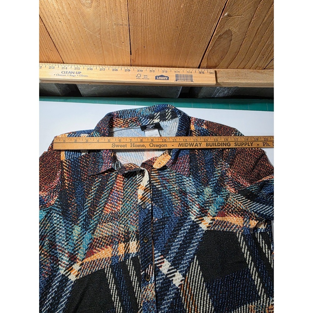 LIBRA GEO PATCHWORK LONG SLEEVE BUTTON WOMENS SHIRT SZ XL style 24039 0526-22 - Picture 12 of 15